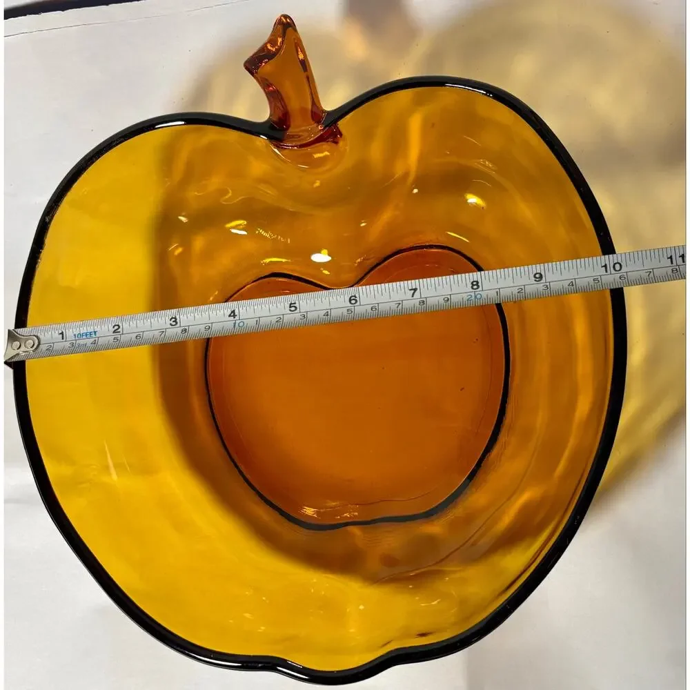 Vintage Hazel Atlas 10” Amber Glass Apple Serving Bowl